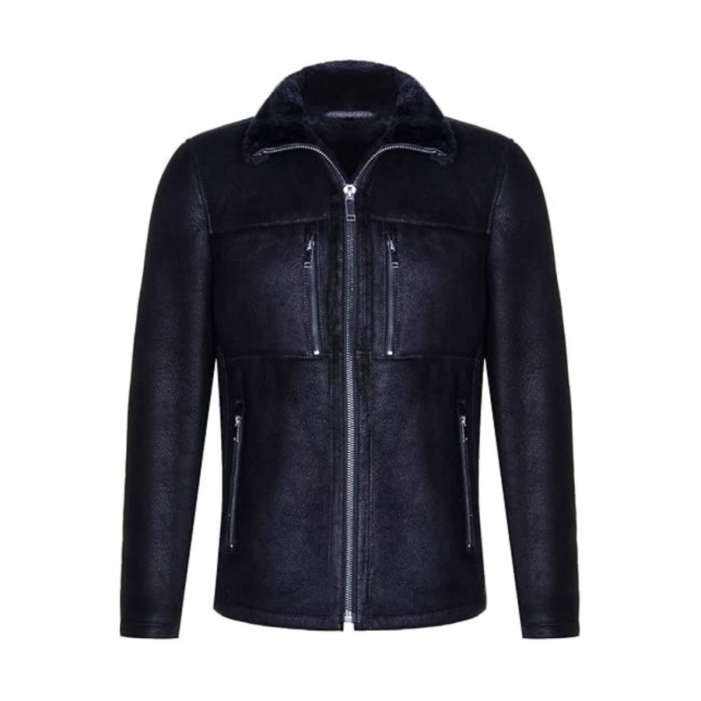 Black Retro B3 RAF Aviator Leather Jacket