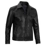 Black Trucker Leather Jacket