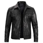 Black Trucker Leather Jacket