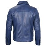 Blue Trucker Leather Jacket