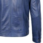 Blue Trucker Leather Jacket