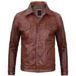 Brown Trucker Leather Jacket