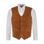 Casual Style Tan Suede Leather Vest