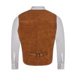 Casual Style Tan Suede Leather Vest