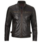 Dark Brown Cafe Racer Leather Jacket