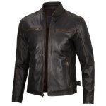 Dark Brown Cafe Racer Leather Jacket
