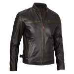Dark Brown Cafe Racer Leather Jacket