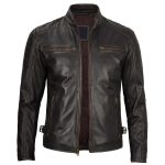 Dark Brown Cafe Racer Leather Jacket