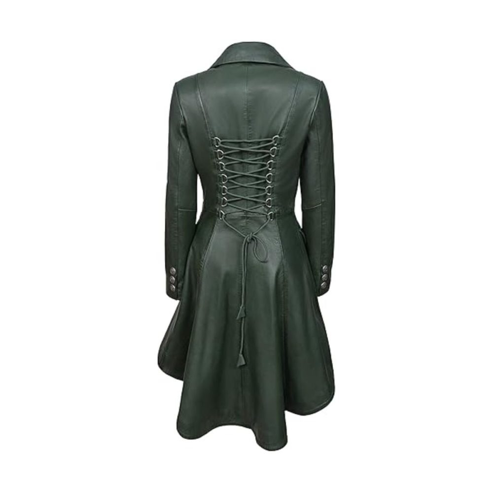 Edwardian Style Green Leather Coat