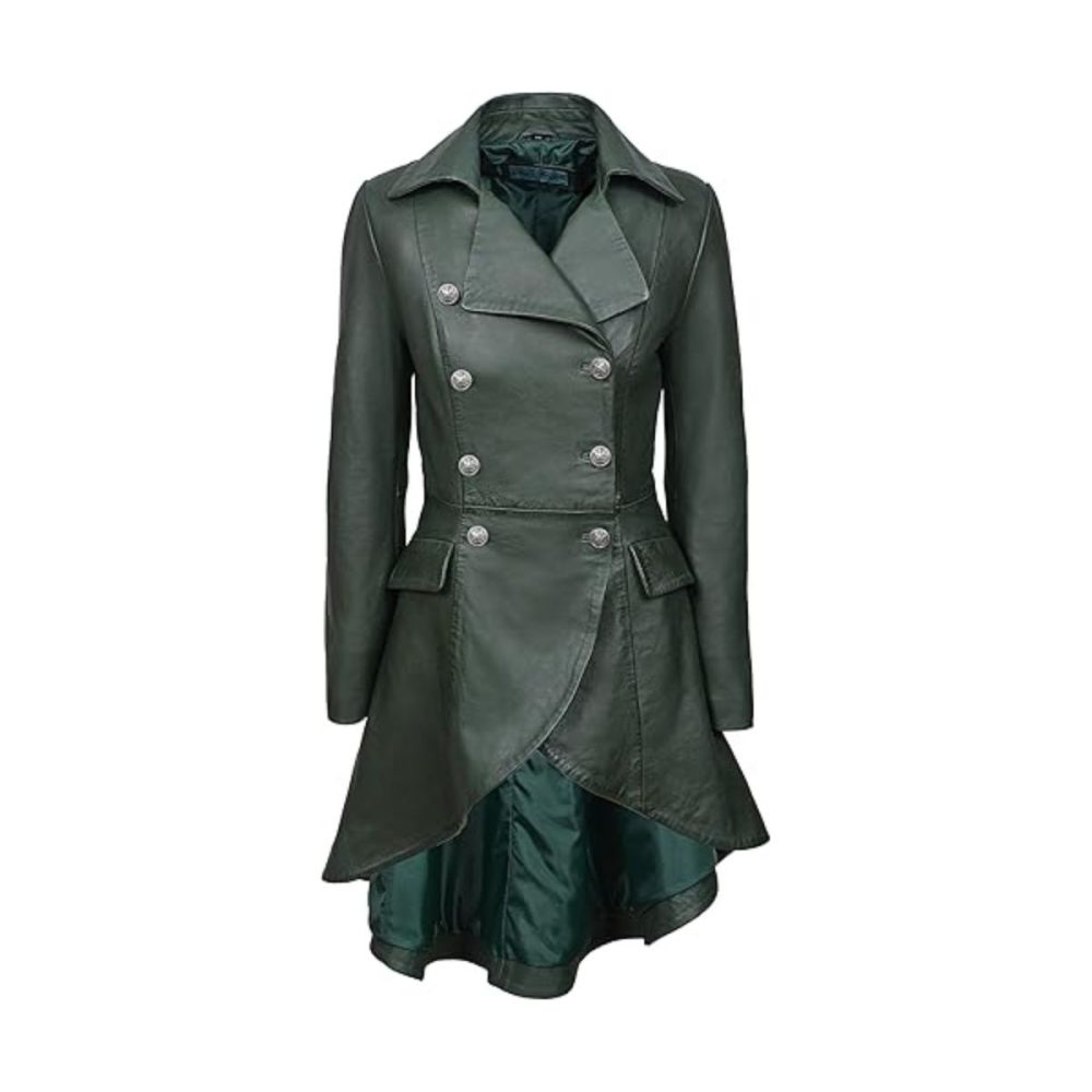 Edwardian Style Green Leather Coat