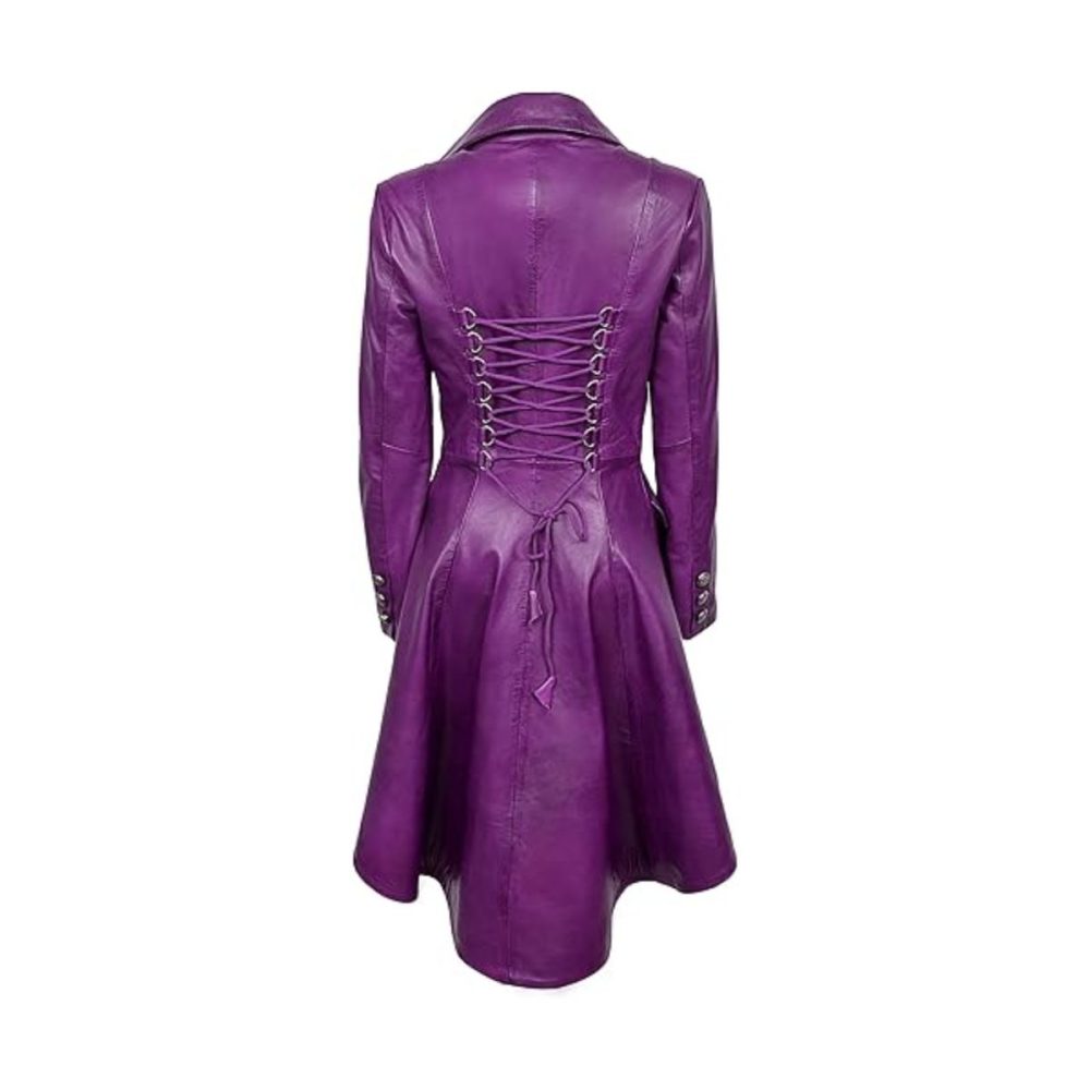 Edwardian Style Purple Leather Coat