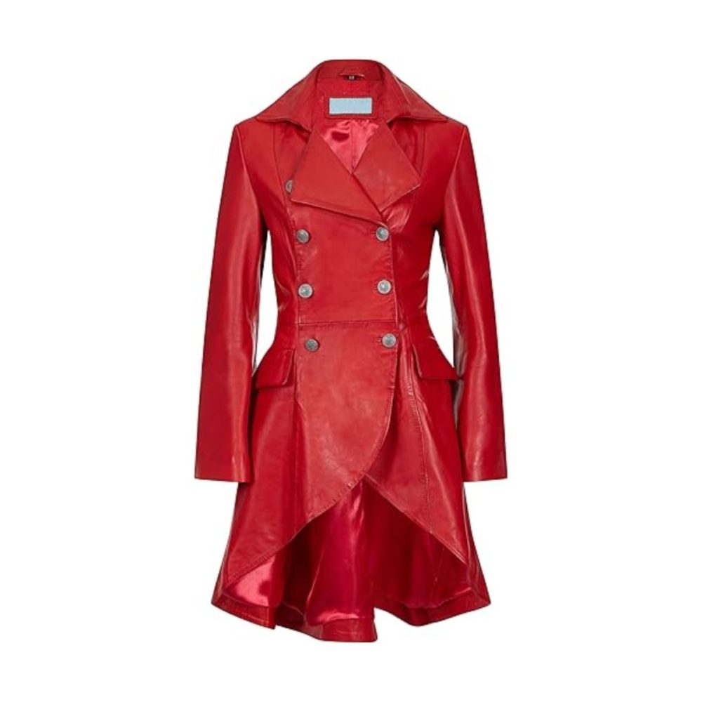 Edwardian Style Red Leather Coat