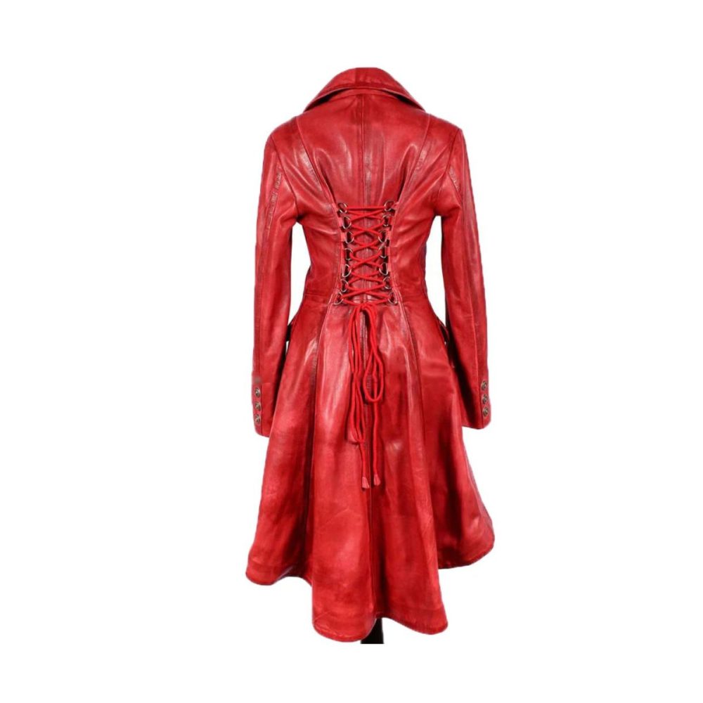 Edwardian Style Red Leather Coat