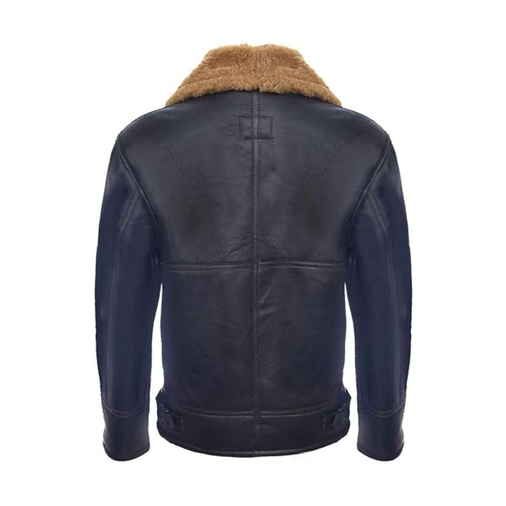Ginger Black Shearling Aviator Leather Jacket