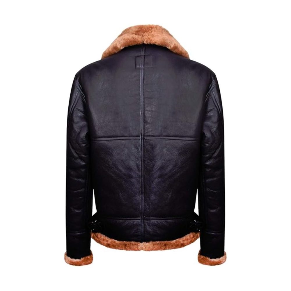 Ginger Brown Shearling Aviator Leather Jacket
