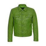 Lime Green Leather Trucker Jacket