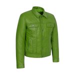Lime Green Leather Trucker Jacket