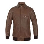 Mens Anthony Brown Leather Bomber Jacket