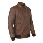 Mens Anthony Brown Leather Bomber Jacket