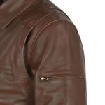 Mens Anthony Brown Leather Bomber Jacket