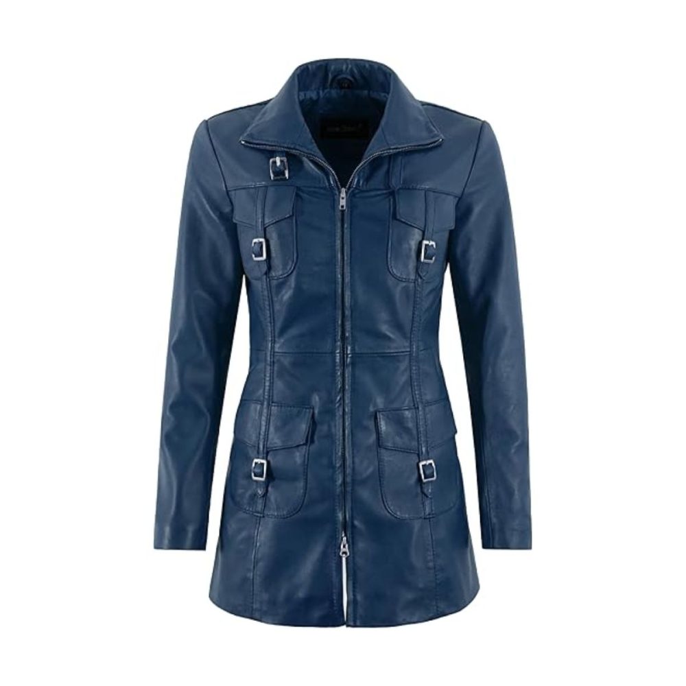 Mistress Blue Vintage Leather Coat