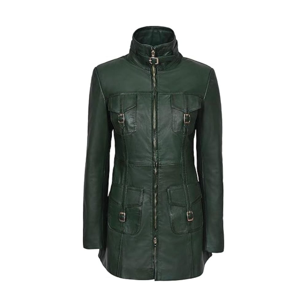 Mistress Green Vintage Leather Coat