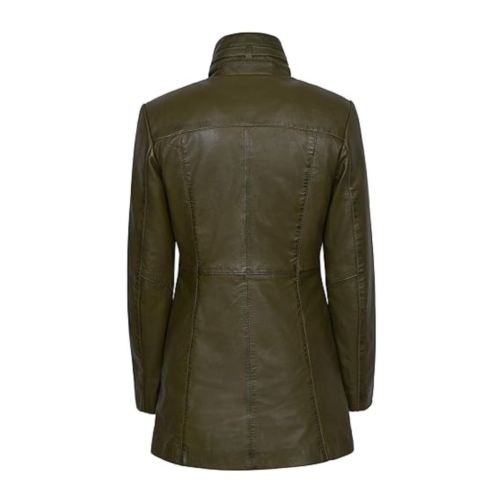 Mistress Olive Green Vintage Leather Coat
