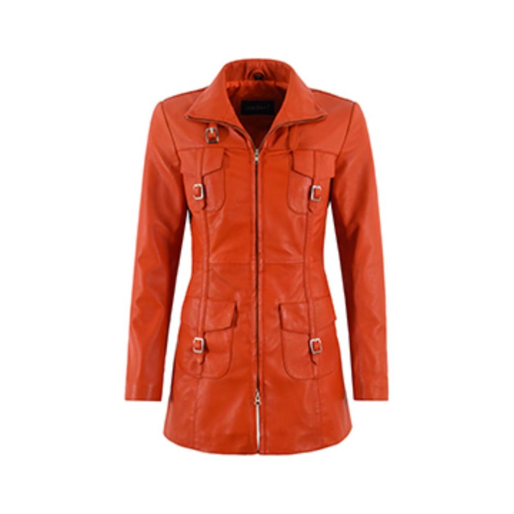 Mistress Orange Vintage Leather Coat