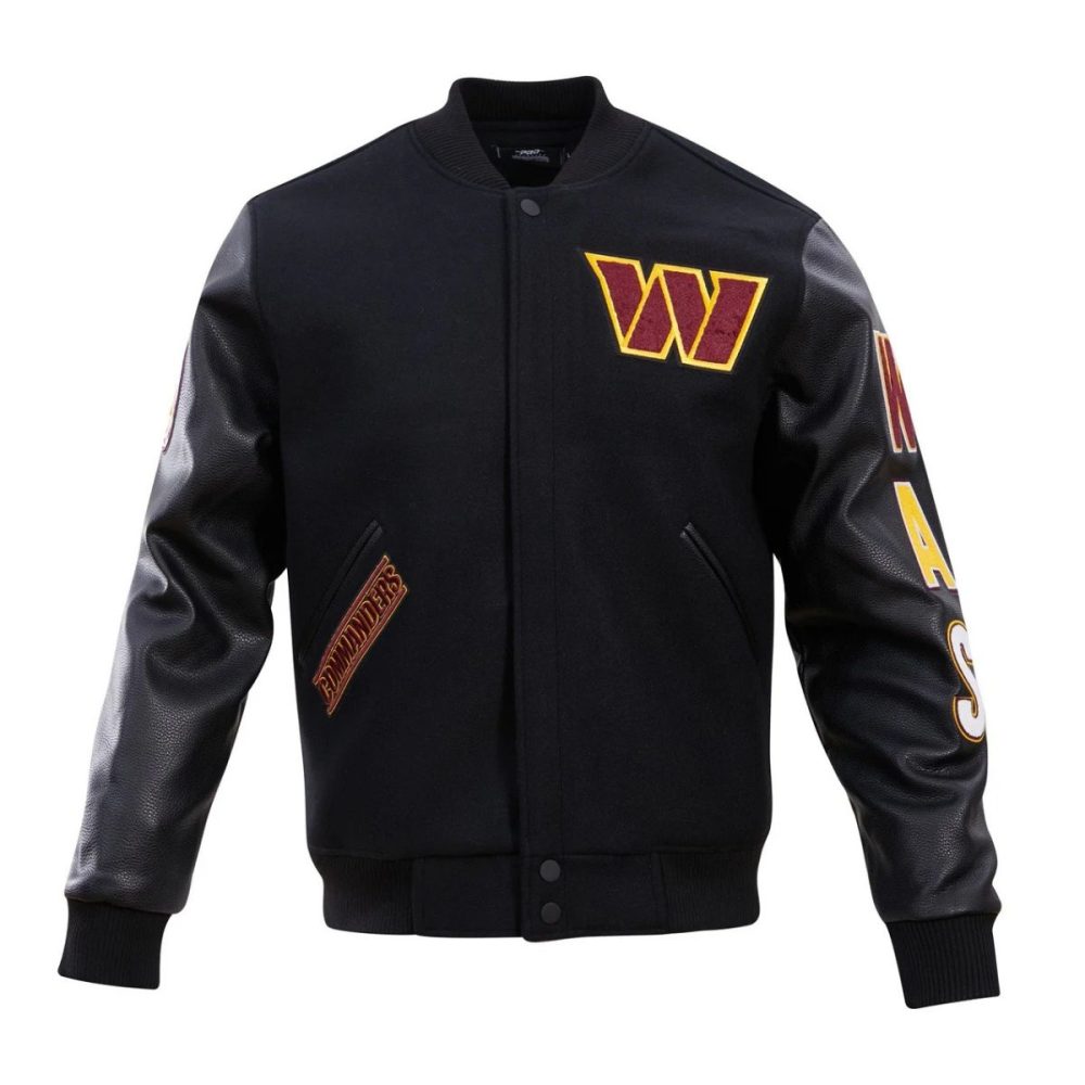 NFL Washington Commanders Black Varsity Jacket