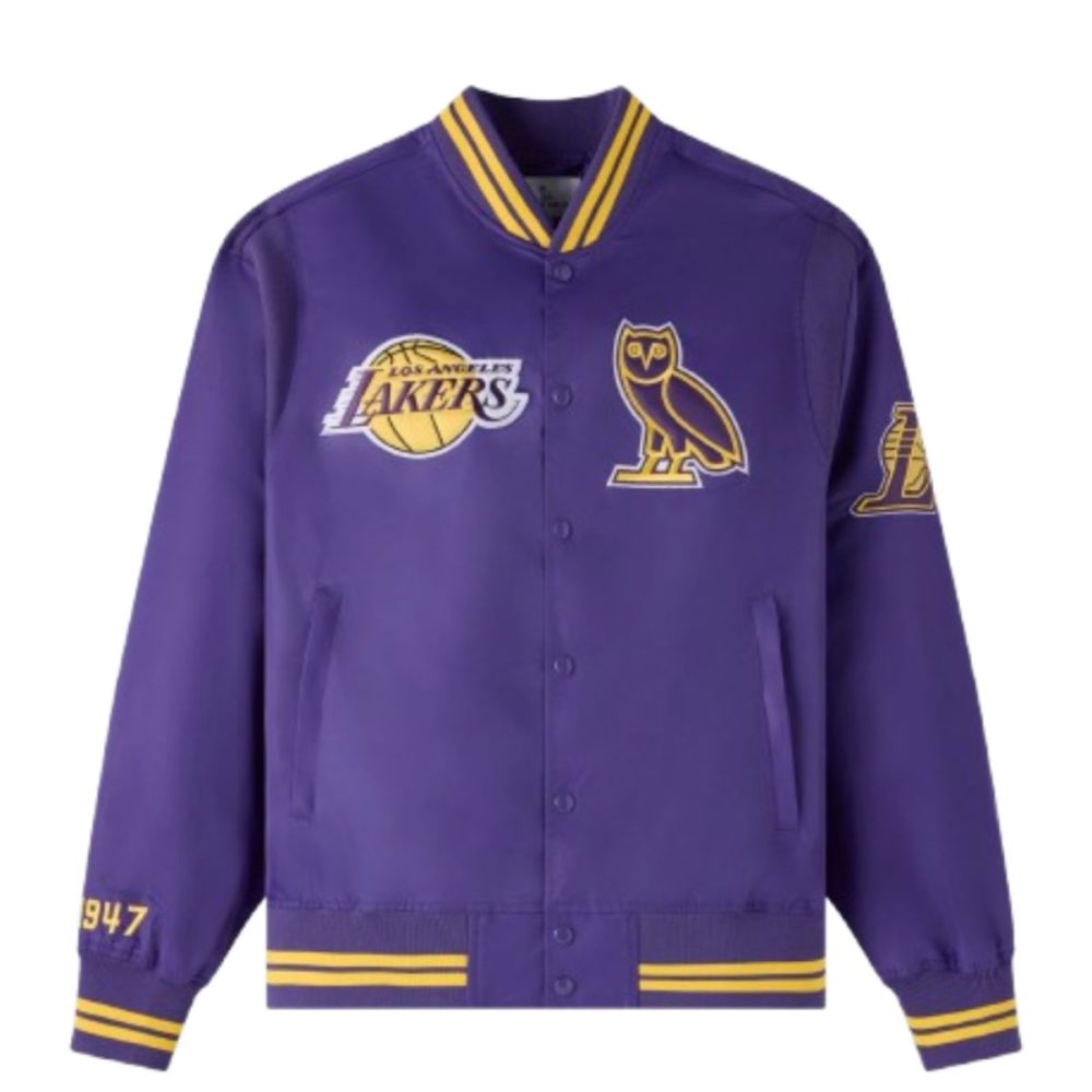 OVO x NBA Los Angeles Lakers Satin Varsity Jacket