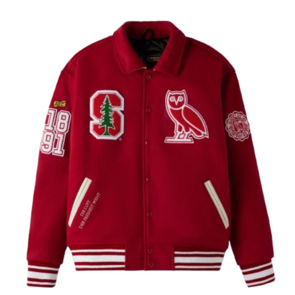 OVO x Stanford Campus Red Varsity Jacket