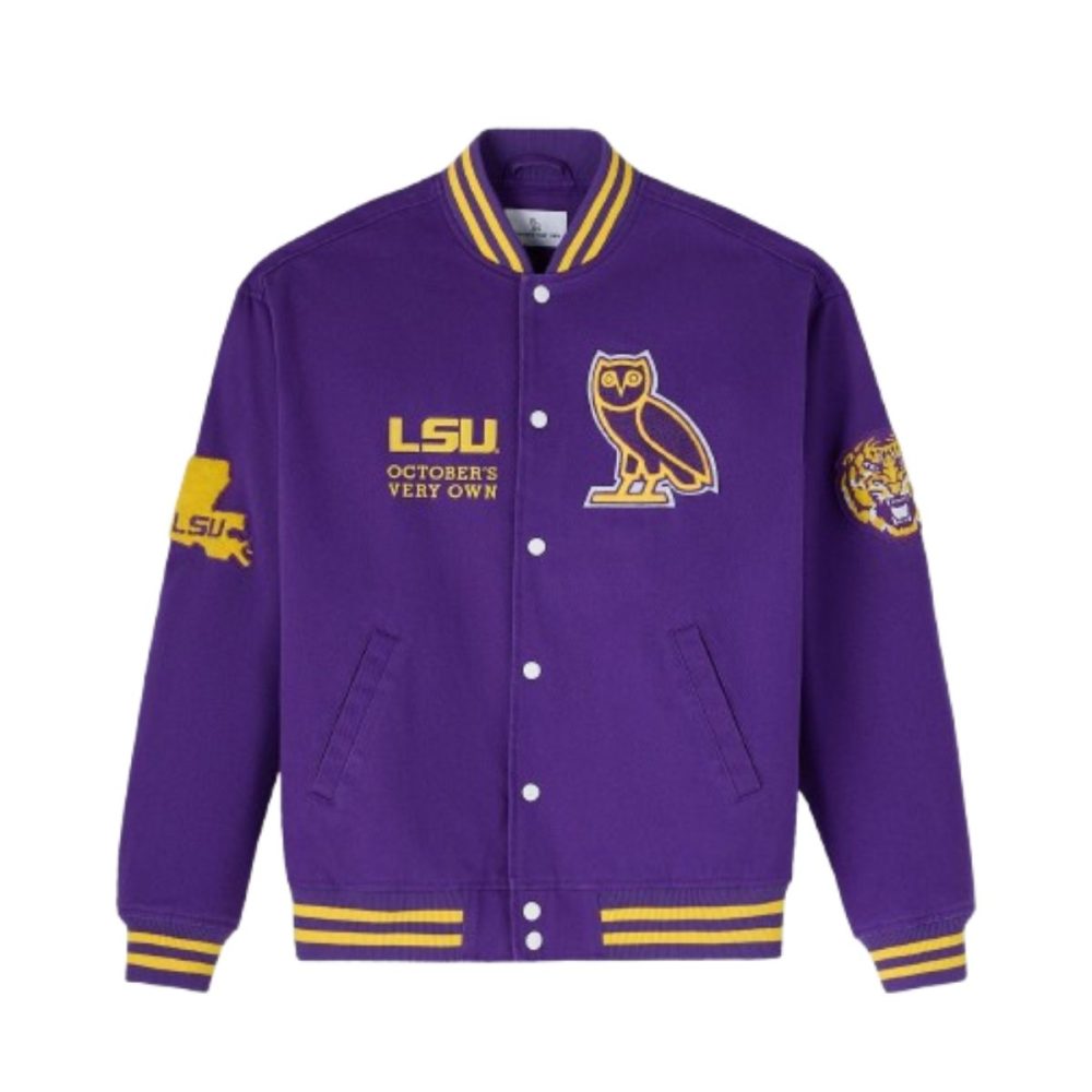 OVO x LSU Tigers Purple Varsity Jacket