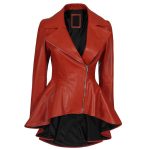 Red Peplum Leather Jacket