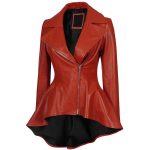 Red Peplum Leather Jacket