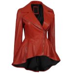 Red Peplum Leather Jacket