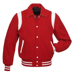 Retro Red Wool with White Leather Varsity Jacket