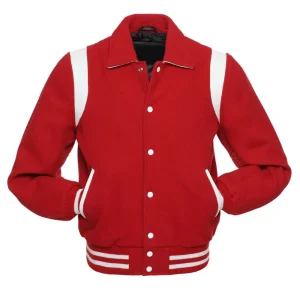 Retro Red Wool with White Leather Varsity Jacket
