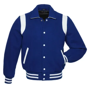 Retro Royal Wool with White Leather Varsity Jacket