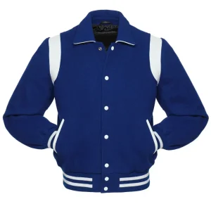 Retro Royal Wool with White Leather Varsity Jacket