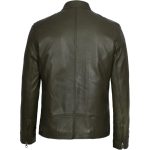 Rub-Off Green Cafe Racer Leather Jacket