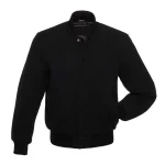 Solid Black Wool Varsity Jacket