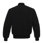 Solid Black Wool Varsity Jacket