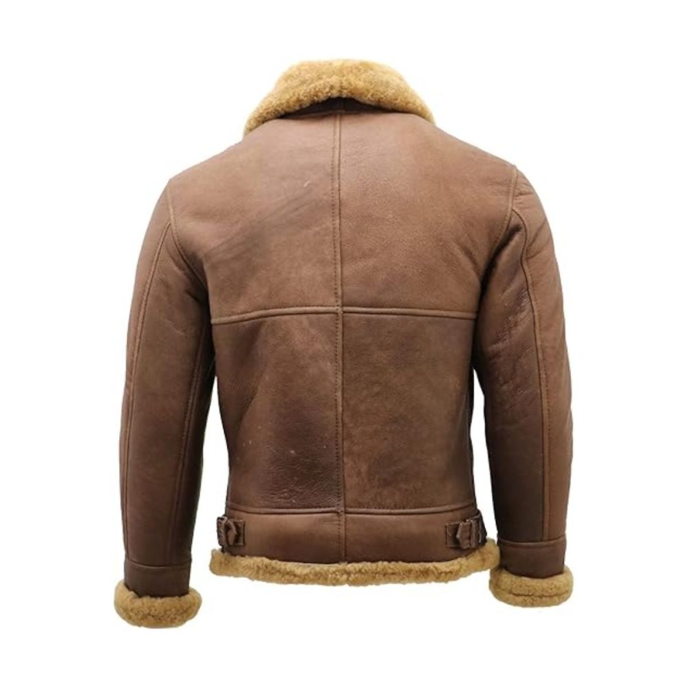 Tan Shearling Aviator Leather Jacket