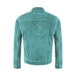 Turquoise Suede Leather Trucker Jacket