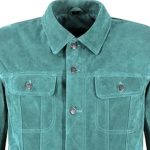 Turquoise Suede Leather Trucker Jacket
