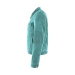 Turquoise Suede Leather Trucker Jacket