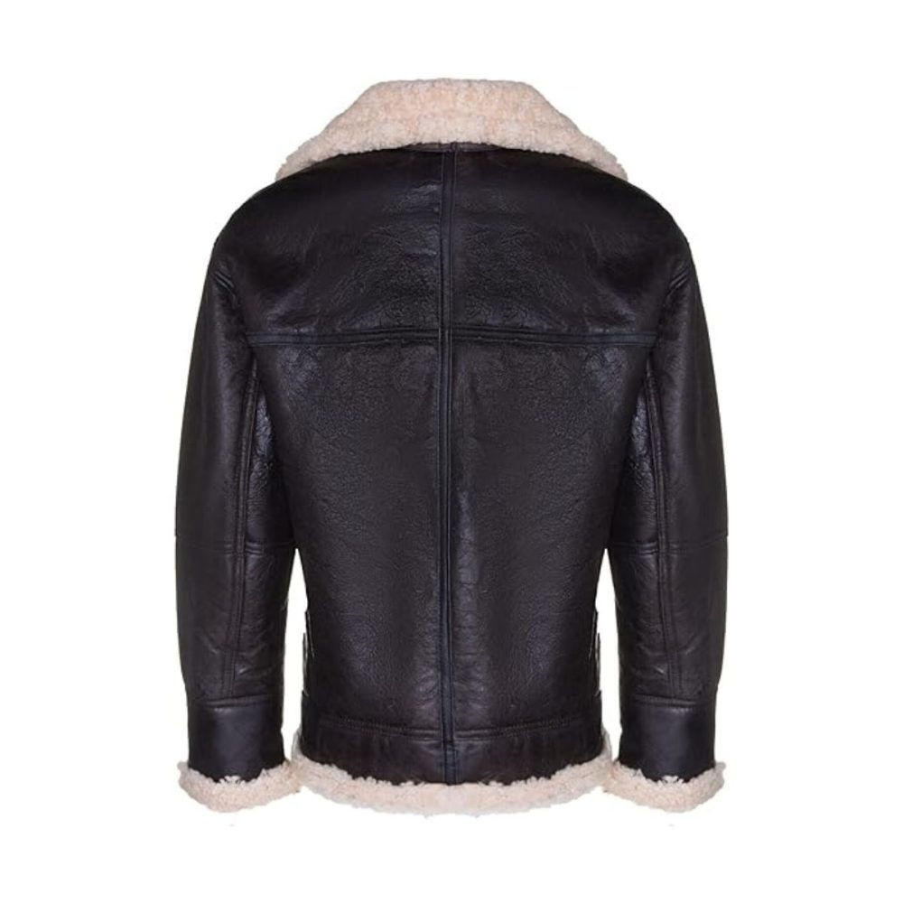 Vinatge Cream Brown Aviator Shearling Leather Jacket