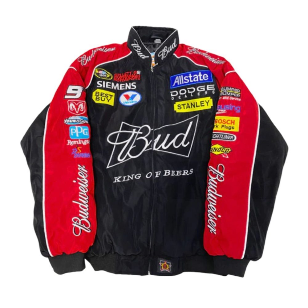 Vintage Black Budweiser Racing Jacket