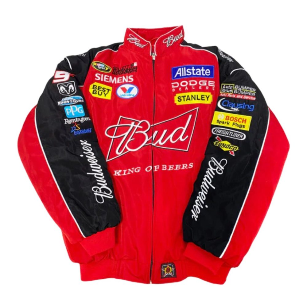Vintage Red Budweiser Racing Jacket