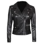 Womens Asymmetrical Black Biker Leather Jacket